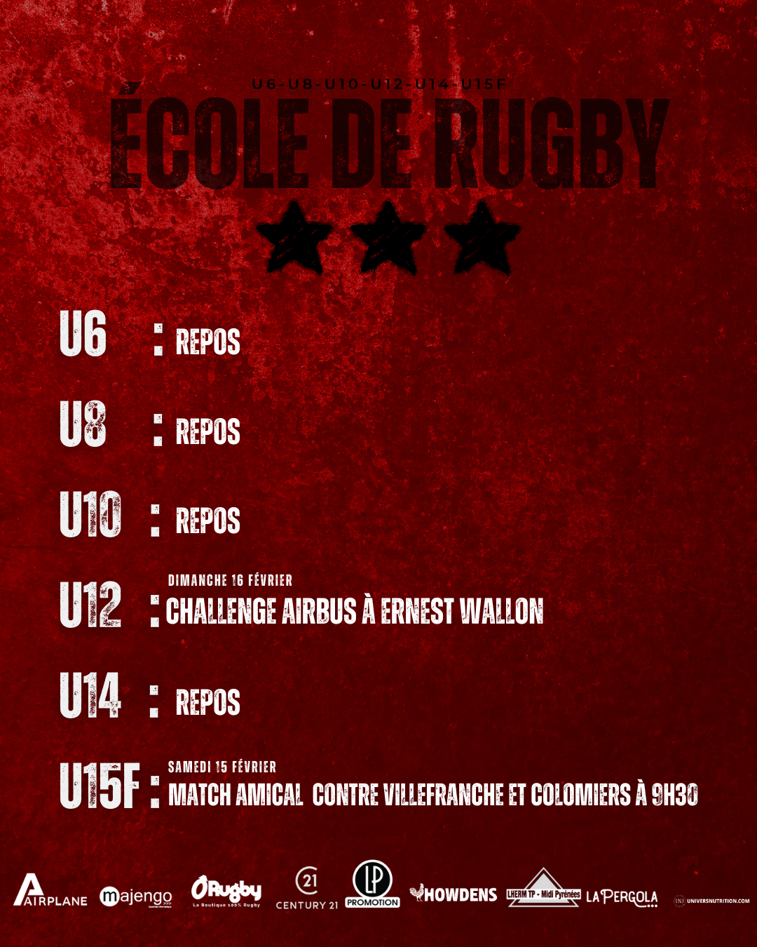 Programme de l’École de Rugby : Repos pour certains, action pour d’autres !