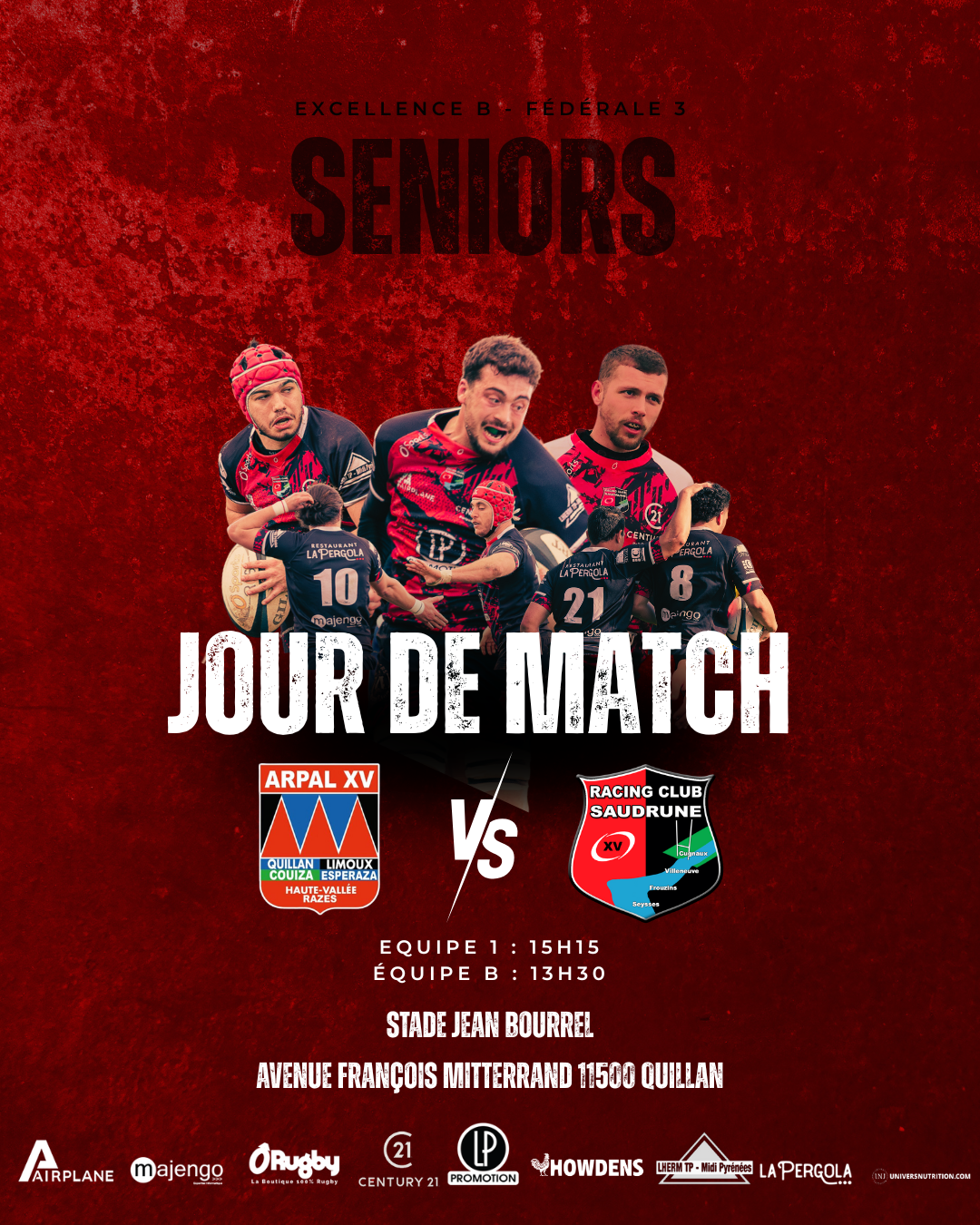 Jour de match : le RC Saudrune en déplacement à Quillan